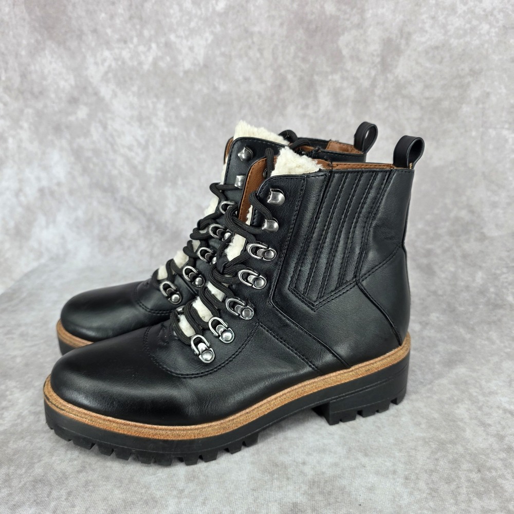 American Eagle AE Sherpa Lug Boots Womens 7.5 Black Combat Zipper